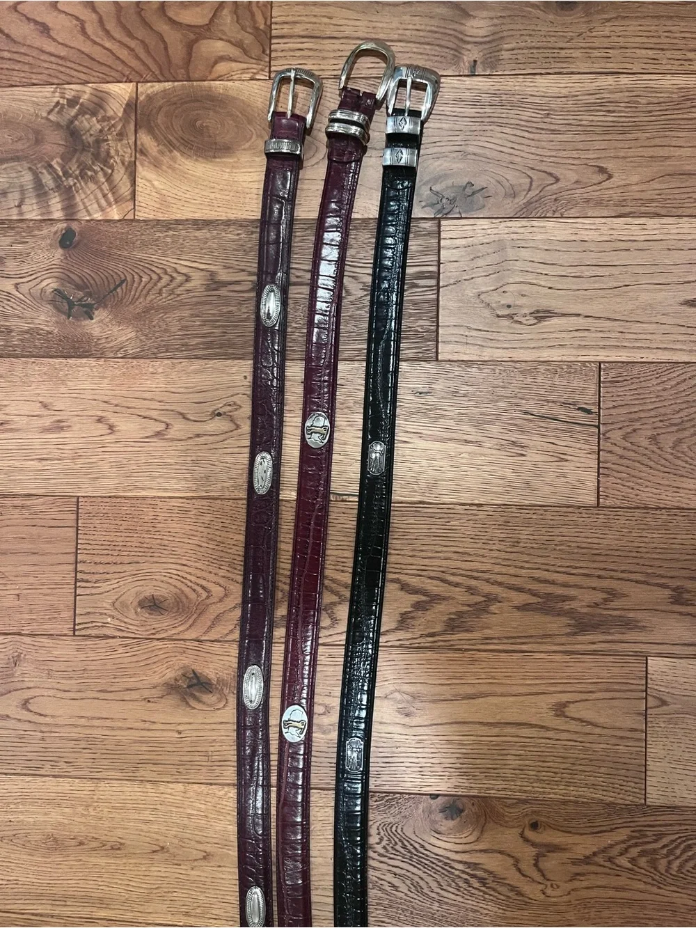 Three Leather Western-style Golf Belts with Silver Buckles - 48”